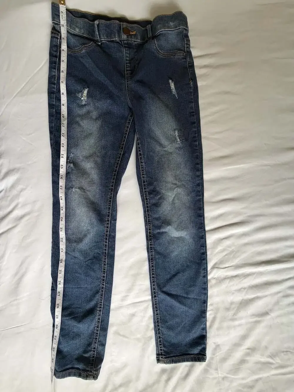 Wonder Nation Girls XL 14-16 Distressed Skinny Jeans Dark Wash Stretch Denim